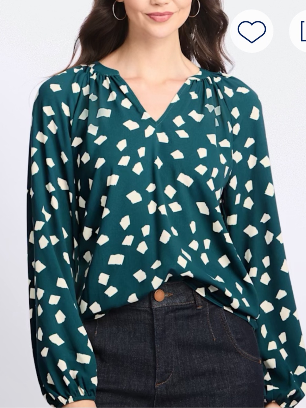 41 Hawthorn Monika Blouse in Teal with Cream Spot Print
